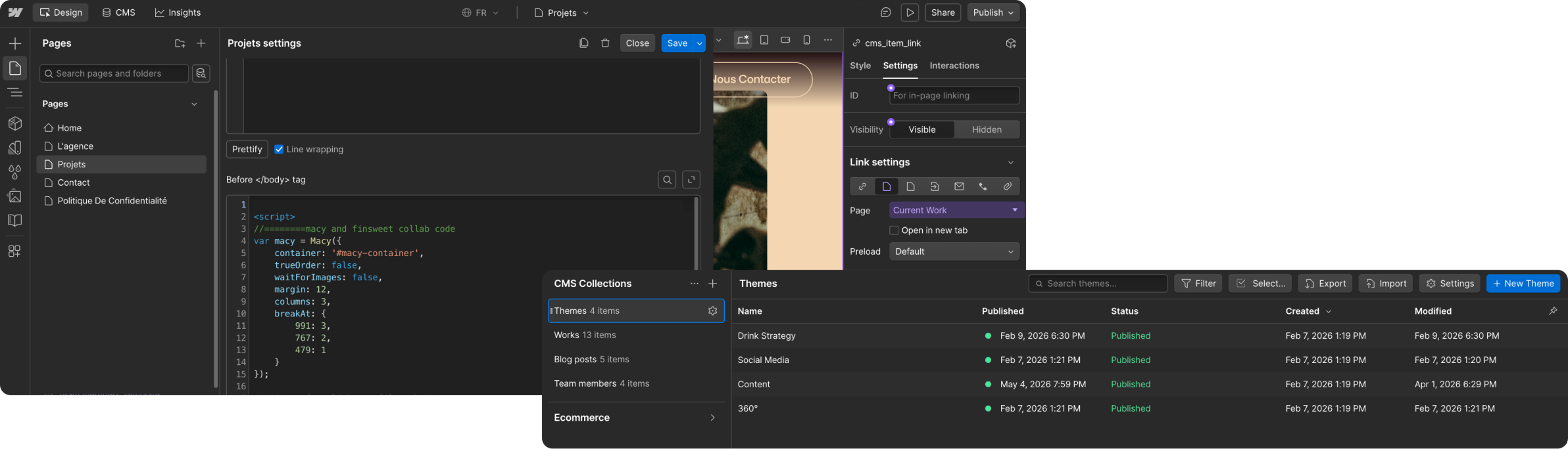 Développement Webflow — code custom